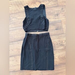 Black BCBG Skirt & Cropped Top Set